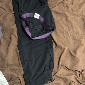 Black Track Pants with Purple Trim